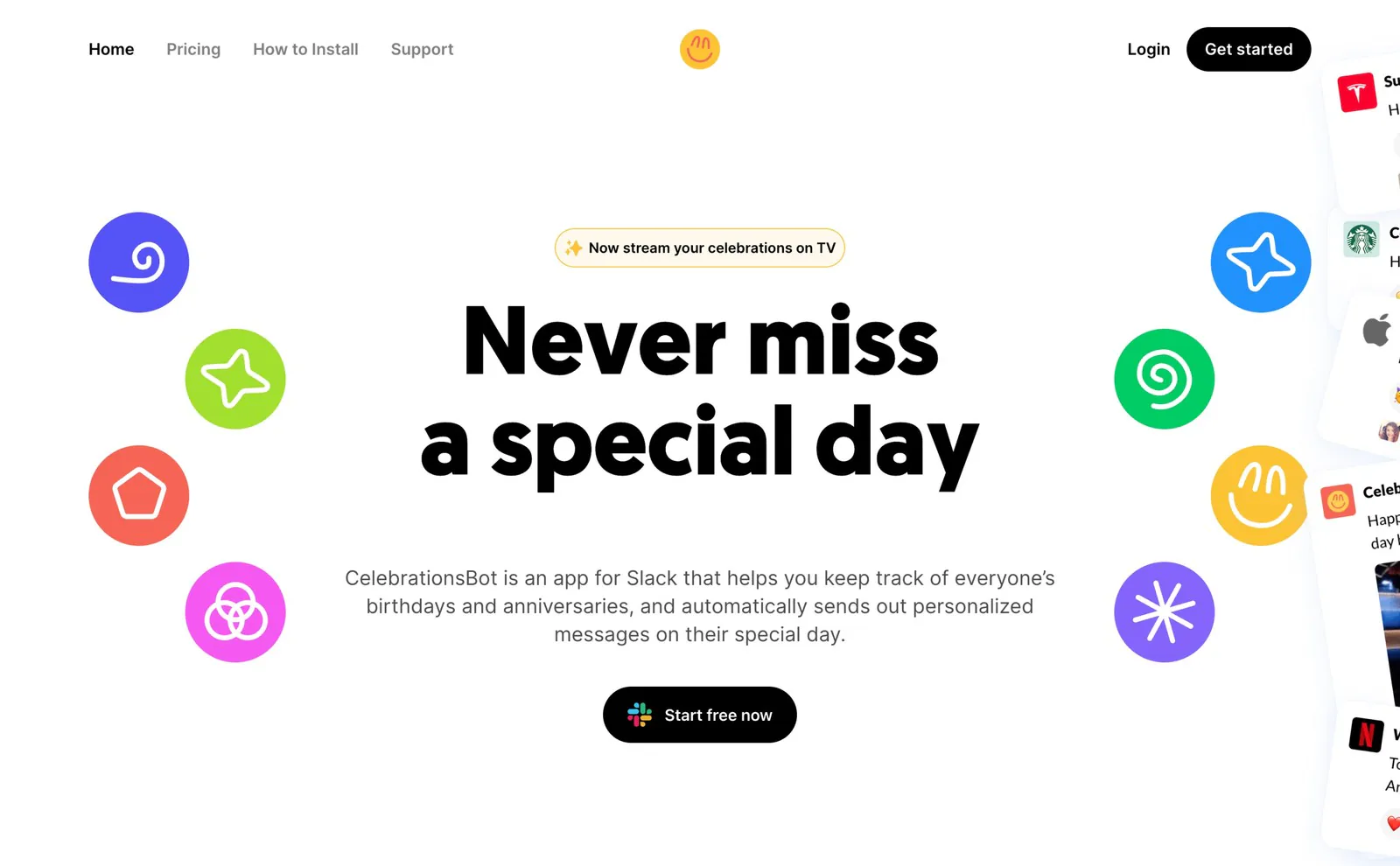 CelebrationsBot website hero
