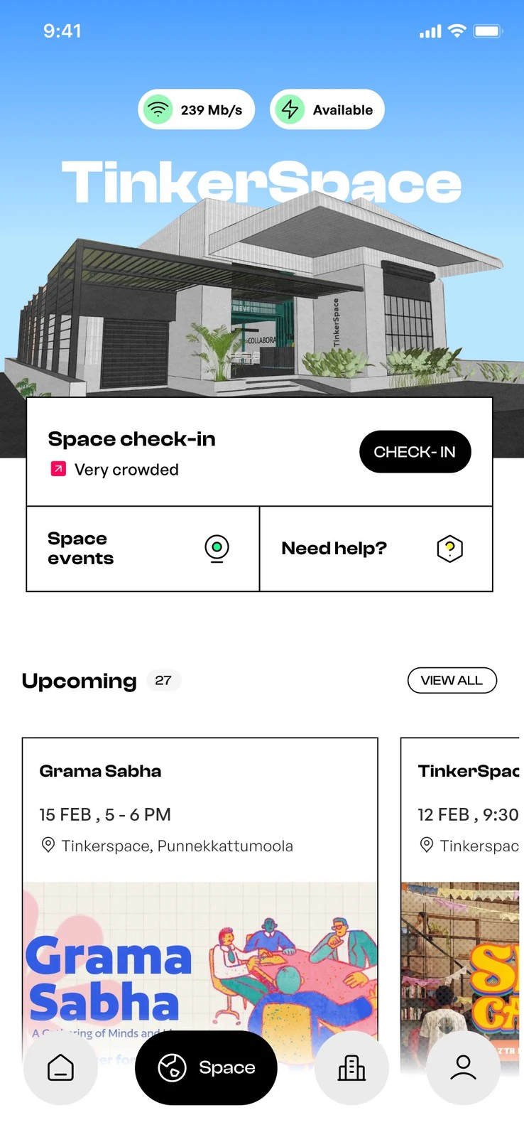 TinkerSpace check-in screen